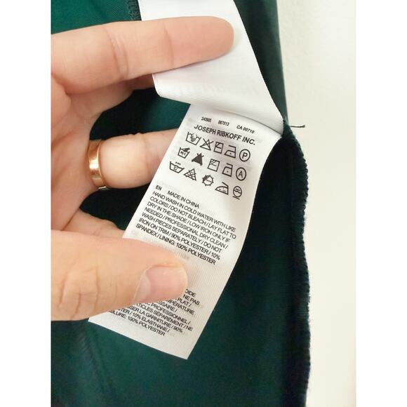 NWT Joseph Ribcoff Metallic Faux Leather Biker Jacket In Emerald In Green Small - Picture 3 of 6